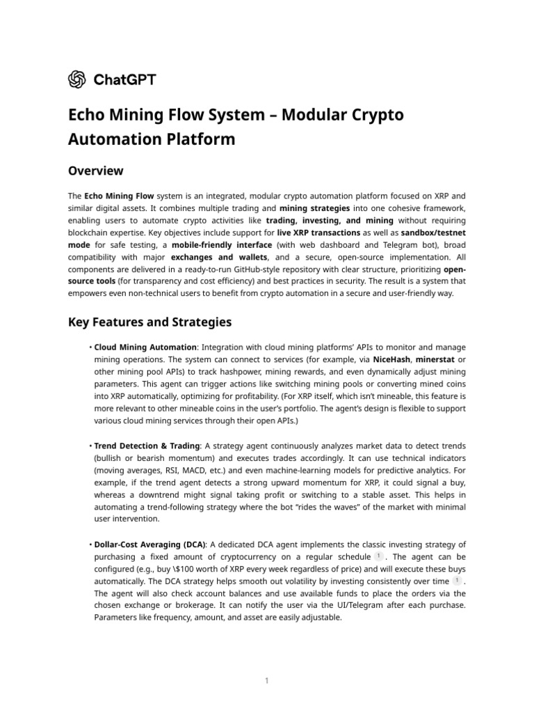 Echo Mining Flow for XRP Automation | PDF | Encryption | Key (Cryptography)