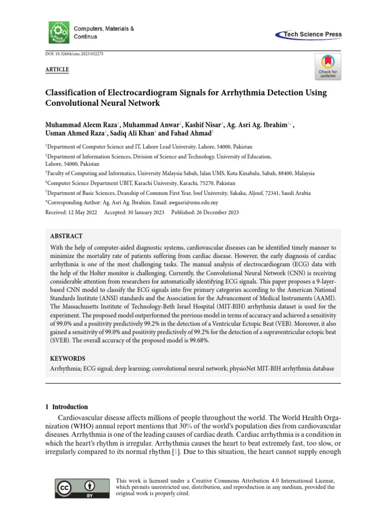 ECG Signal Classification for Arrhythmia Detection | PDF ...