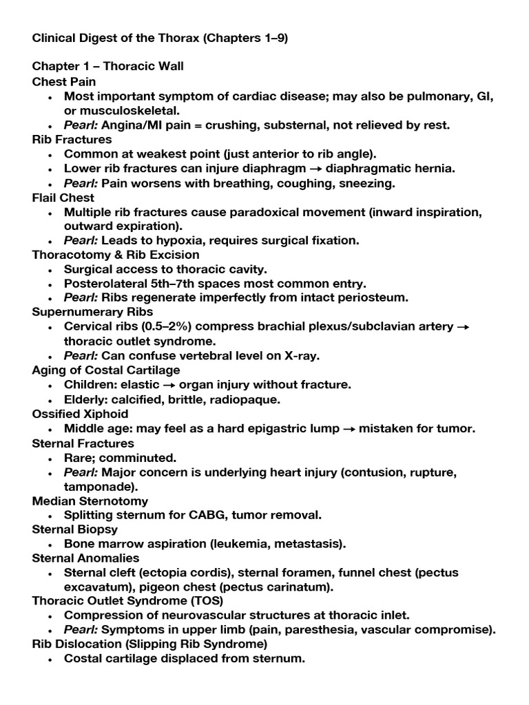Thoracic Anatomy and Pathology Overview | PDF | Thorax | Lung