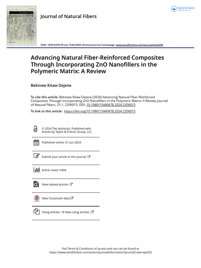 ZnO Nanofillers in Natural Fiber Composites | PDF | Composite Material ...