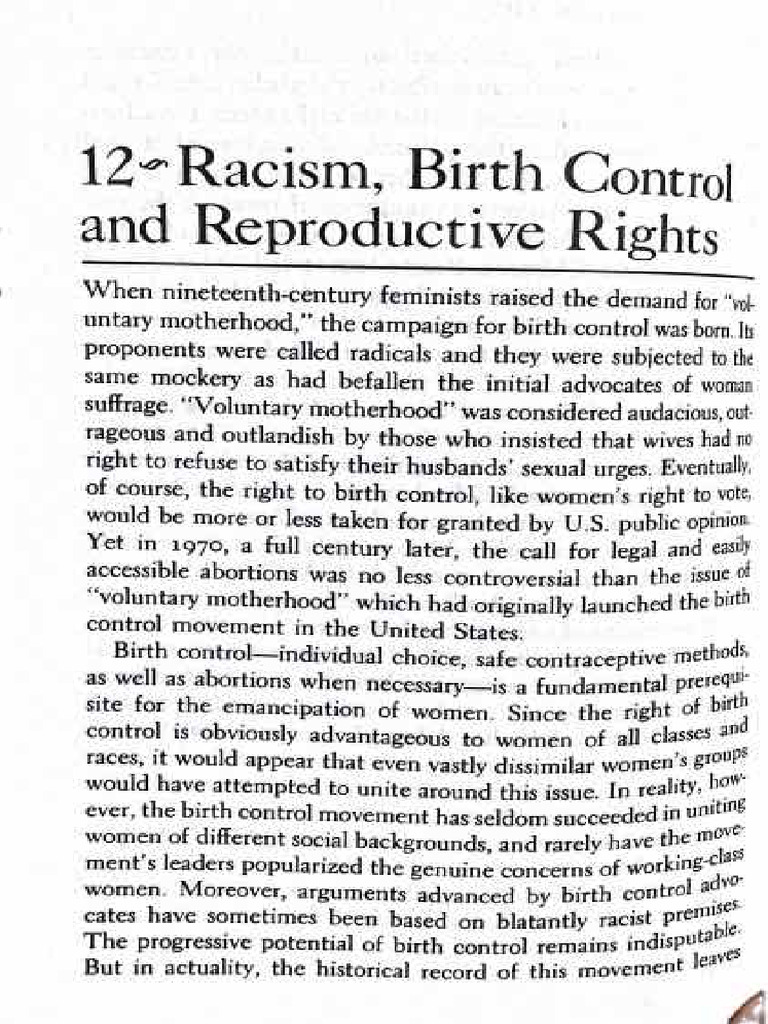 Davis, A. - Racism, Birth Control, and Reproductive Rights - Ch.12 | PDF