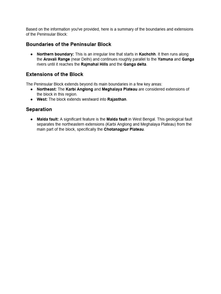 Northern Boundary of the Peninsular Block | PDF