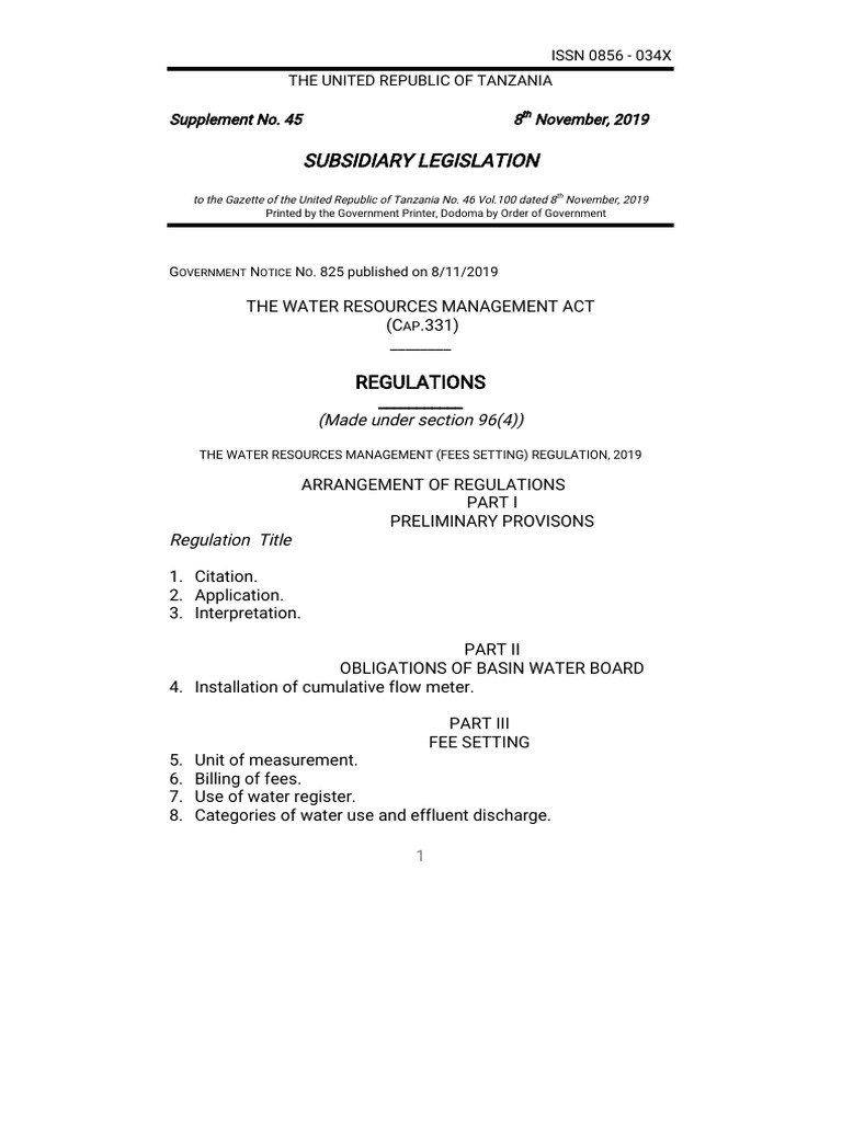 Water Resources Management Fees Guide | PDF