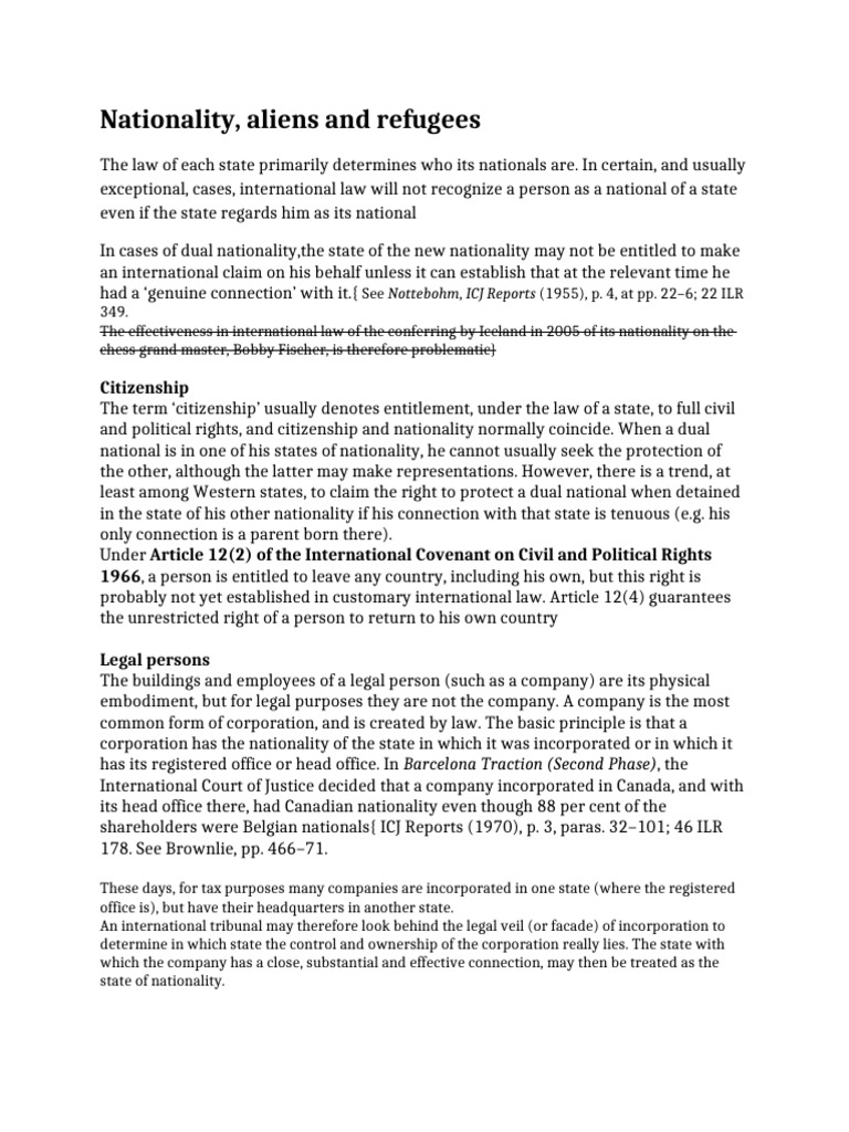 Nationality | PDF | Eminent Domain | International Law