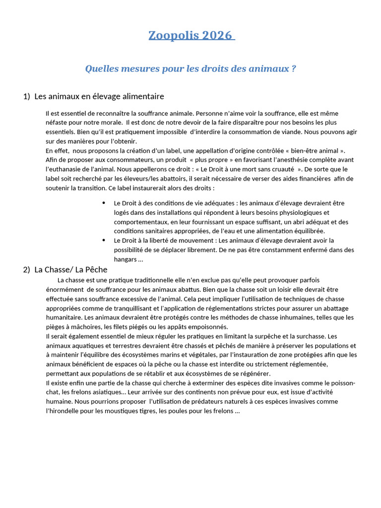 Droits des animaux : Vers une Zoopolis 2026 | PDF | Bien-être animal ...
