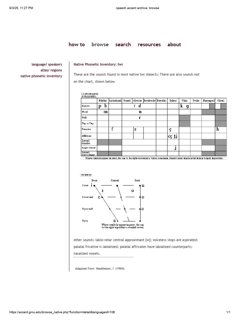 Twi Native Phonetic Inventory Guide | PDF