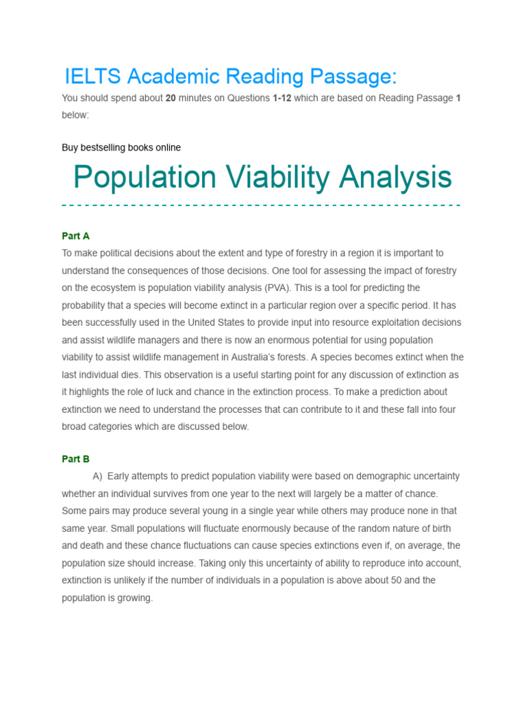 IELTS Academic Reading Passage | PDF | Nature | Biology