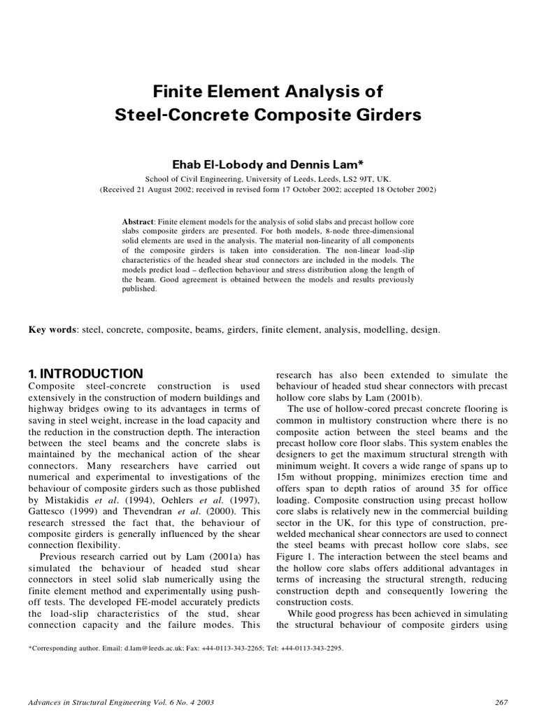 (2003) - Finite Element Analysis of Steel-Concrete Composite Girders ...