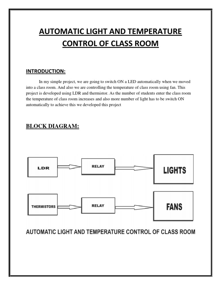 Automatic Light and Temperature Control of Class Room | PDF