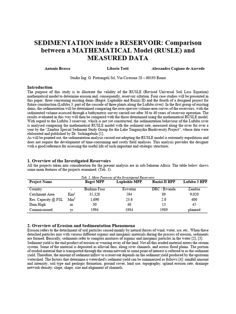 Reservoir Sedimentation: RUSLE vs Data | PDF | Sediment | Erosion