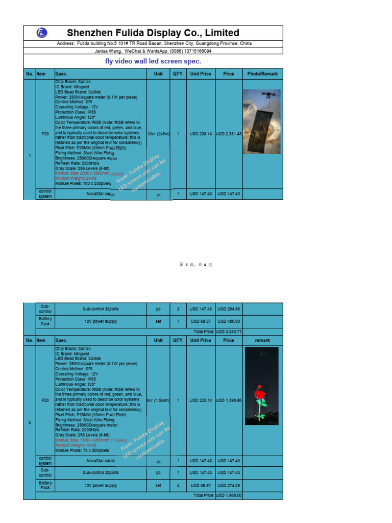 P20 & P25 LED Screen Specifications | PDF | Rgb Color Model | Light ...