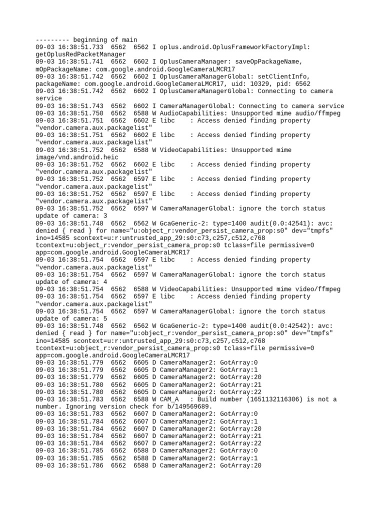 Oplus Camera Manager Log Analysis | PDF | Computer Science | Computing