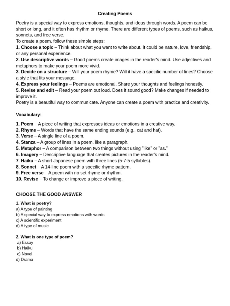 How to Create Engaging Poems | PDF | Poetry | Rhyme