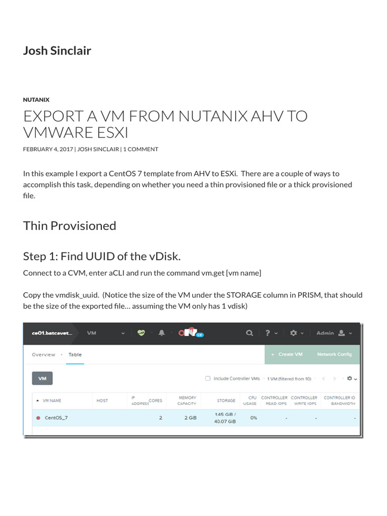 Export A VM From Nutanix AHV To VMware ESXi - Josh Sinclair | PDF ...