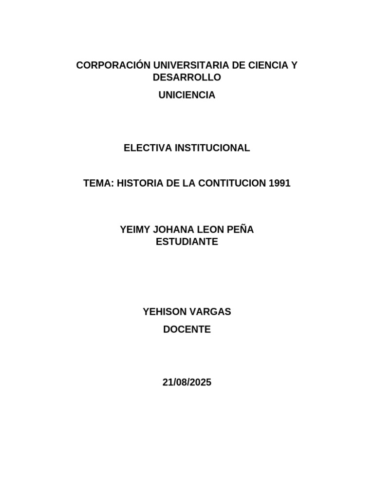 Historia de La Contitucion 1991 | PDF | Constitución | Colombia