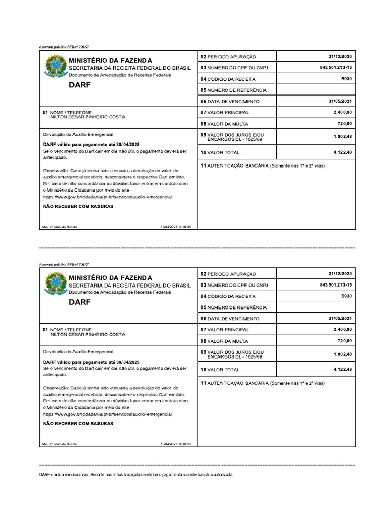 Darf RFB | PDF