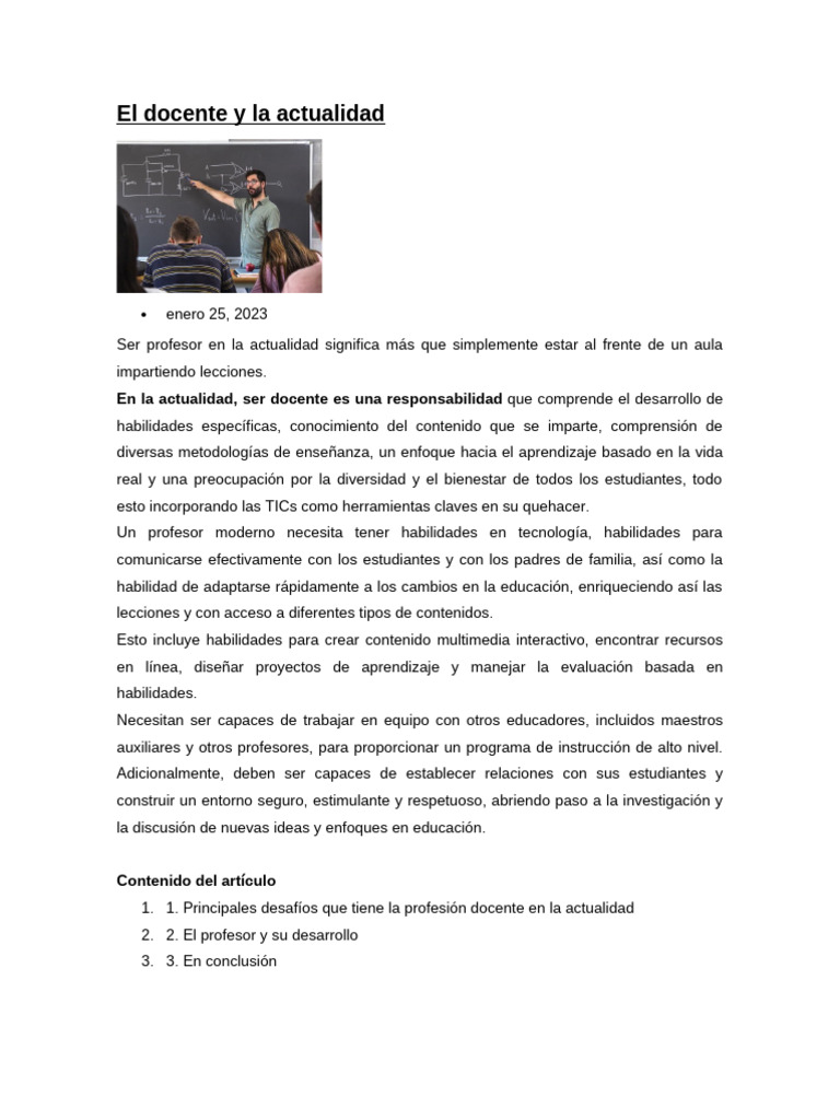 El Docente y La Actualidad | PDF | Maestros | Enseñando