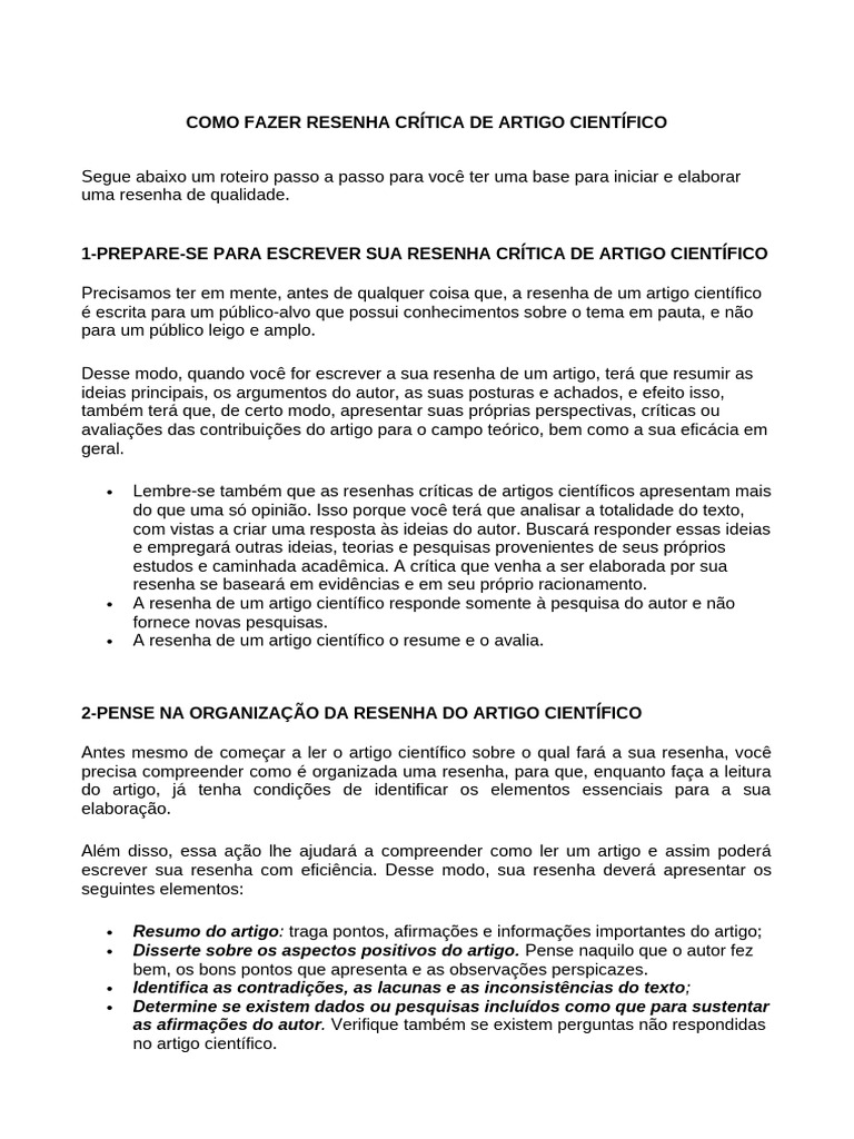 Guia para Resenha Crítica de Artigo Científico | PDF | Science ...