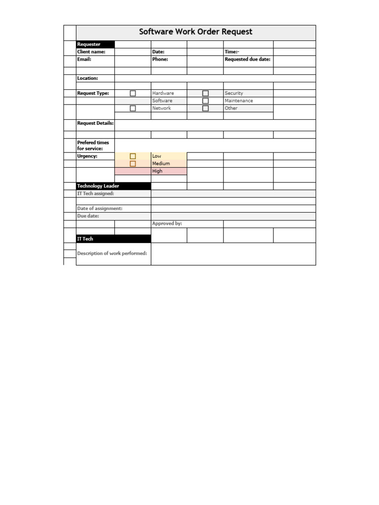 Inventory Software Work Order Request | PDF