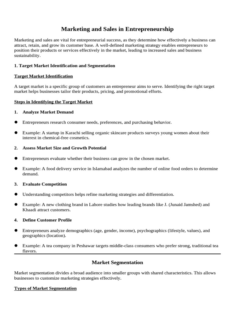 Marketing Strategies for Entrepreneurs | PDF | Market Segmentation ...
