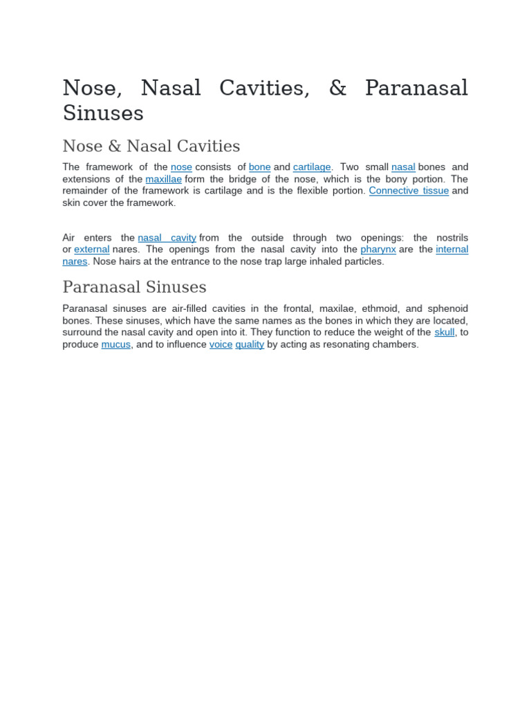 Anatomy of Nose and Paranasal Sinuses | PDF | Human Nose | Primate Anatomy