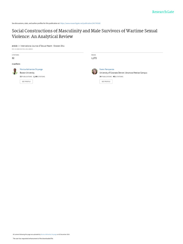 Masculinity and Male Survivors of Wartime Sexual Violence | PDF ...