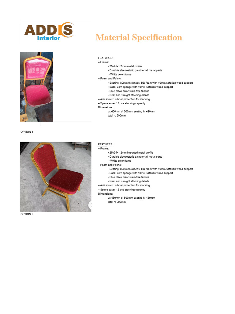 Durable Stacking Chair Specifications | PDF
