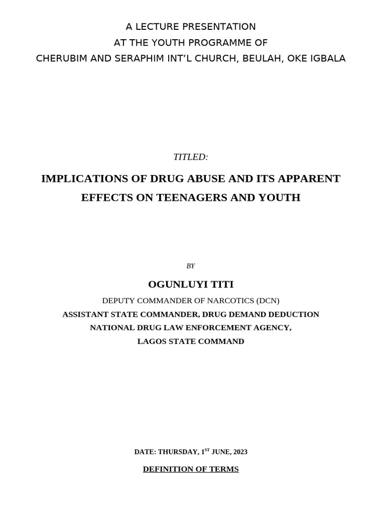 Drug Abuse Effects on Youth: Insights | PDF | Substance Abuse
