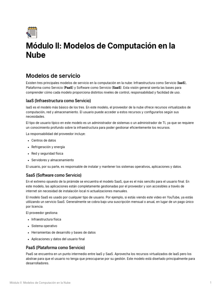 Módulo II - Modelos de Computación en La Nube | PDF | Computación en la ...
