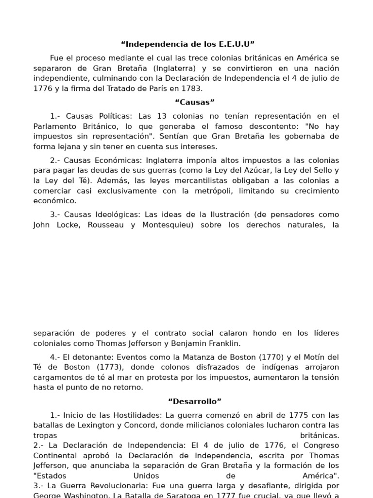 Independencia de Los Estados Unidos | PDF | Declaración de ...