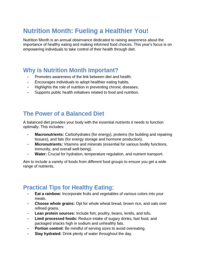 Nutrition Month: Healthy Eating Tips | PDF