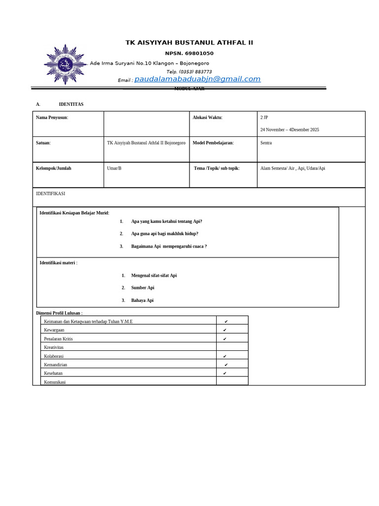 Modul Ajar Topik API | PDF