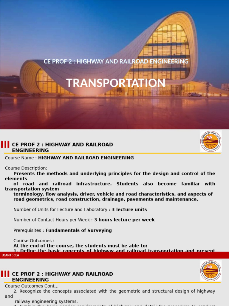 Highway and Railroad Engineering Course | PDF | Road | Traffic