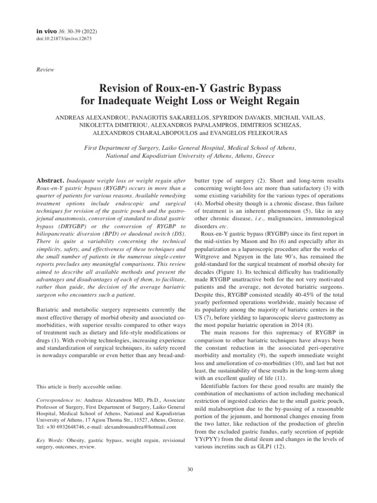 Revising Roux-en-Y Gastric Bypass Techniques | PDF | Bariatric Surgery ...