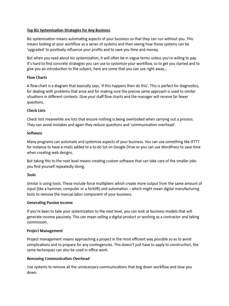 Top Biz Systemization Strategies For Any Business | PDF | Computing