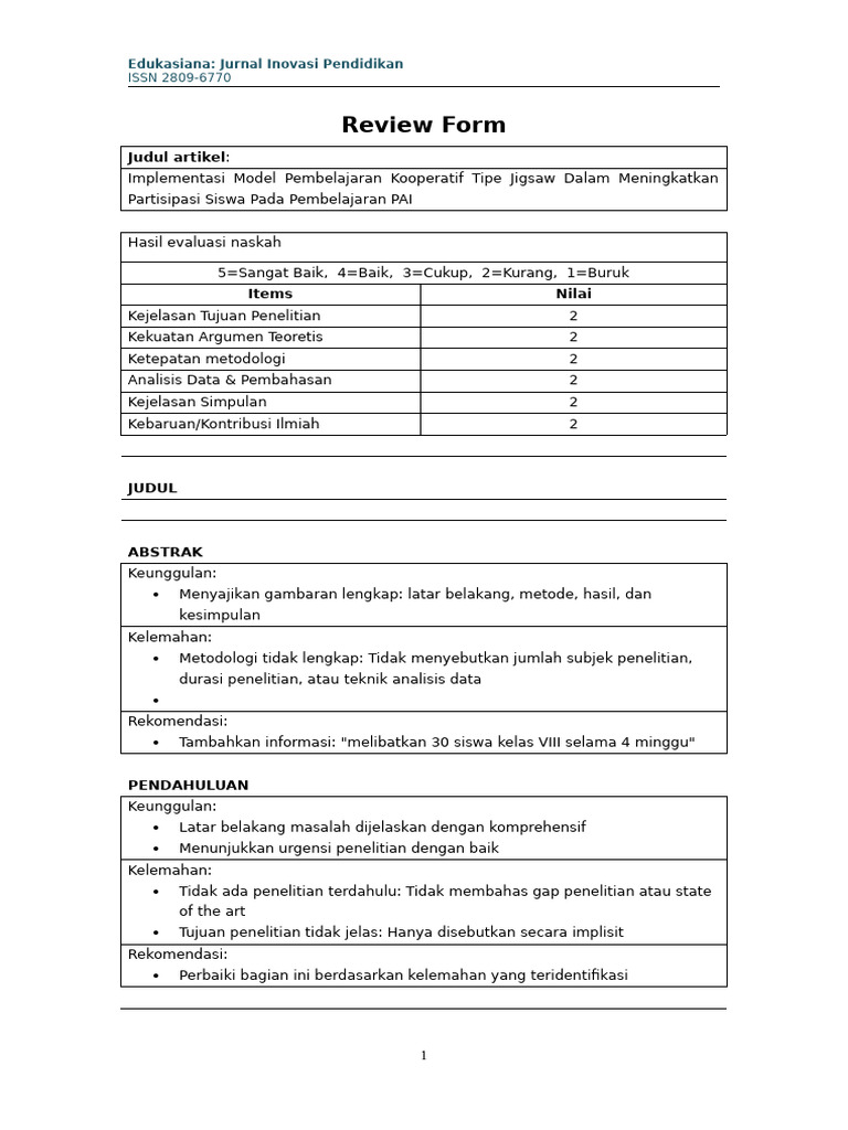 Edukasiana Review Form 1572 | PDF