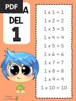 Tablas de Multiplicar Del 1 Al 12 en Blanco y Negro en Una Hoja | PDF