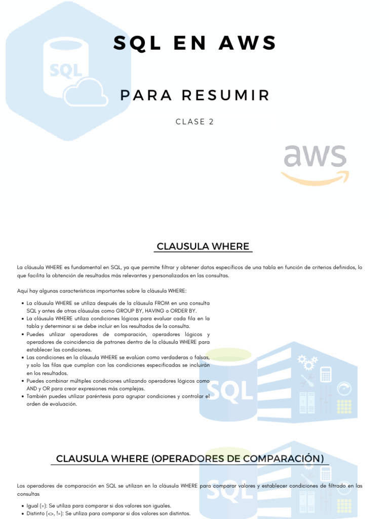 SQL en AWS Clase 2 | PDF | SQL | Programación de computadoras
