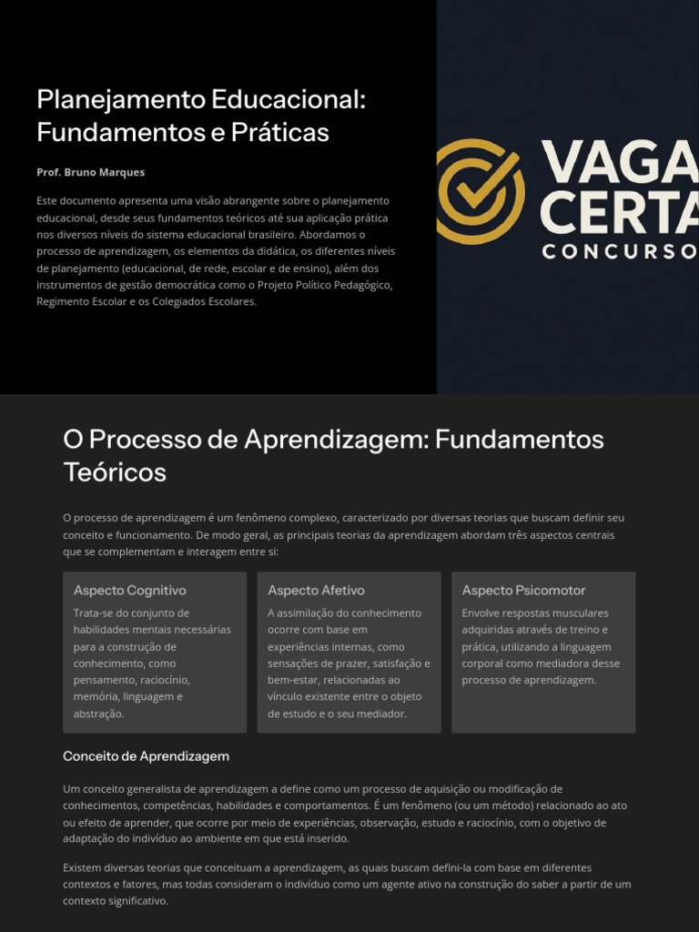 Fundamentos do Planejamento Educacional | PDF | Aprendizado | Pedagogia