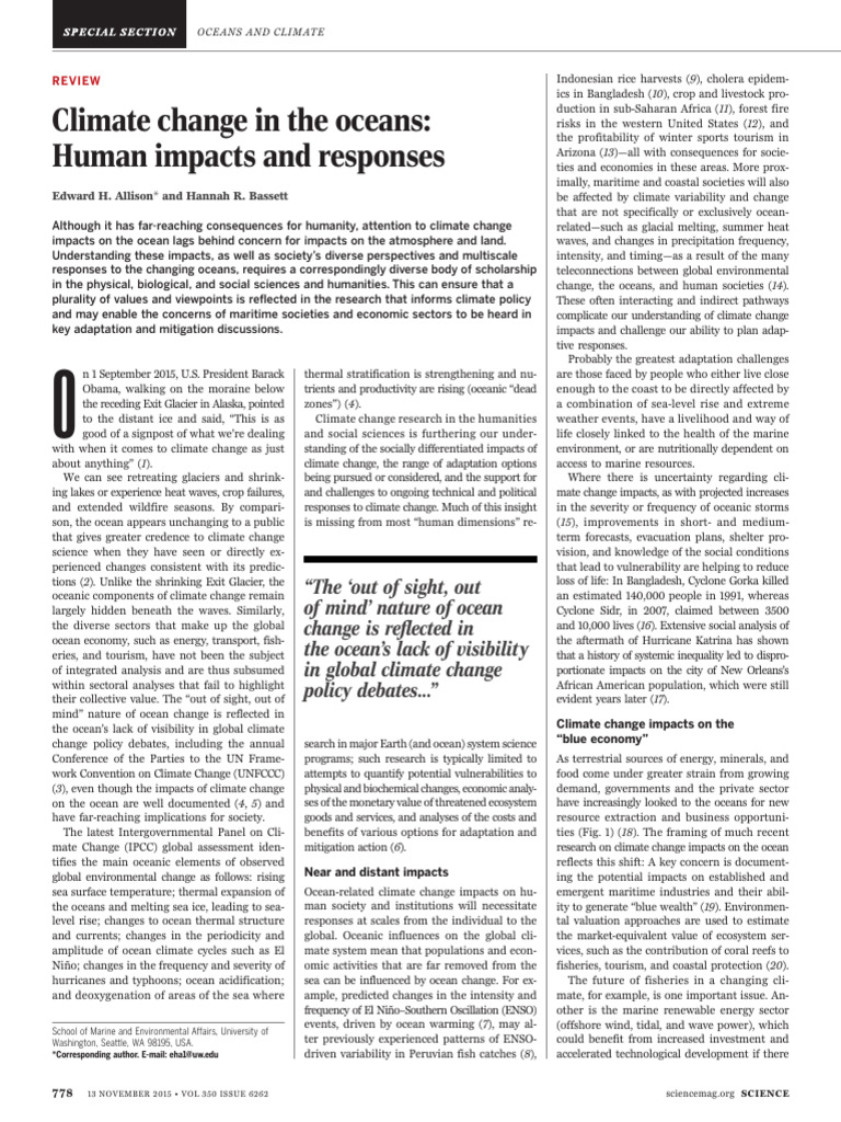 Climate Change in The Oceans - Science | PDF | Climate Change | Oceans