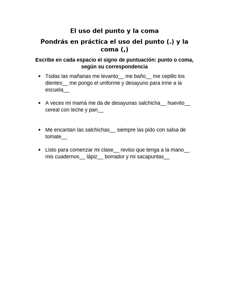 El Uso Del Punto y La Coma | PDF