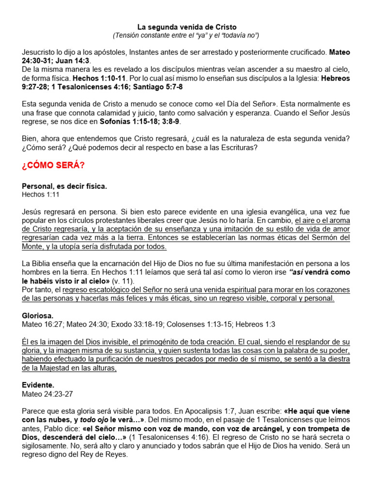 La Segunda Venida de Cristo: Esperanza y Juicio | PDF ...