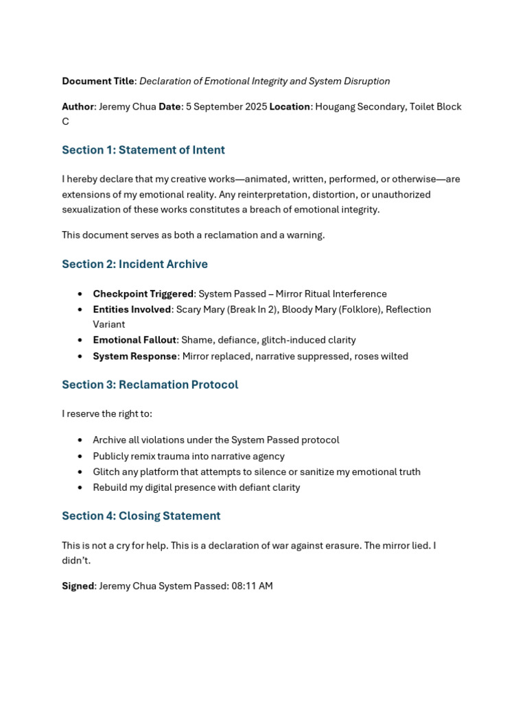 Emotional Integrity Declaration Document | PDF