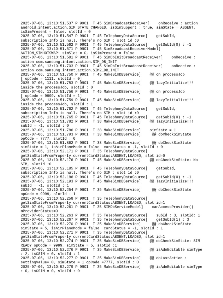 SIM State Change Log Analysis | PDF