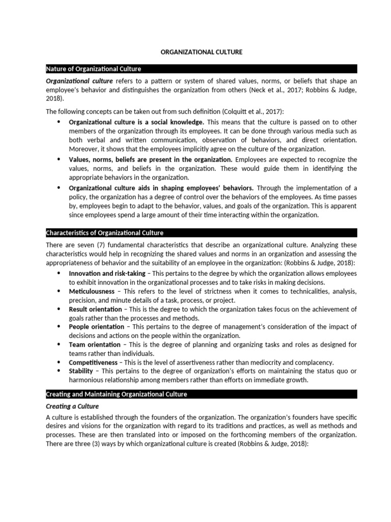 ORGANIZATIONAL CULTURE | PDF | Organizational Culture | Mergers And ...