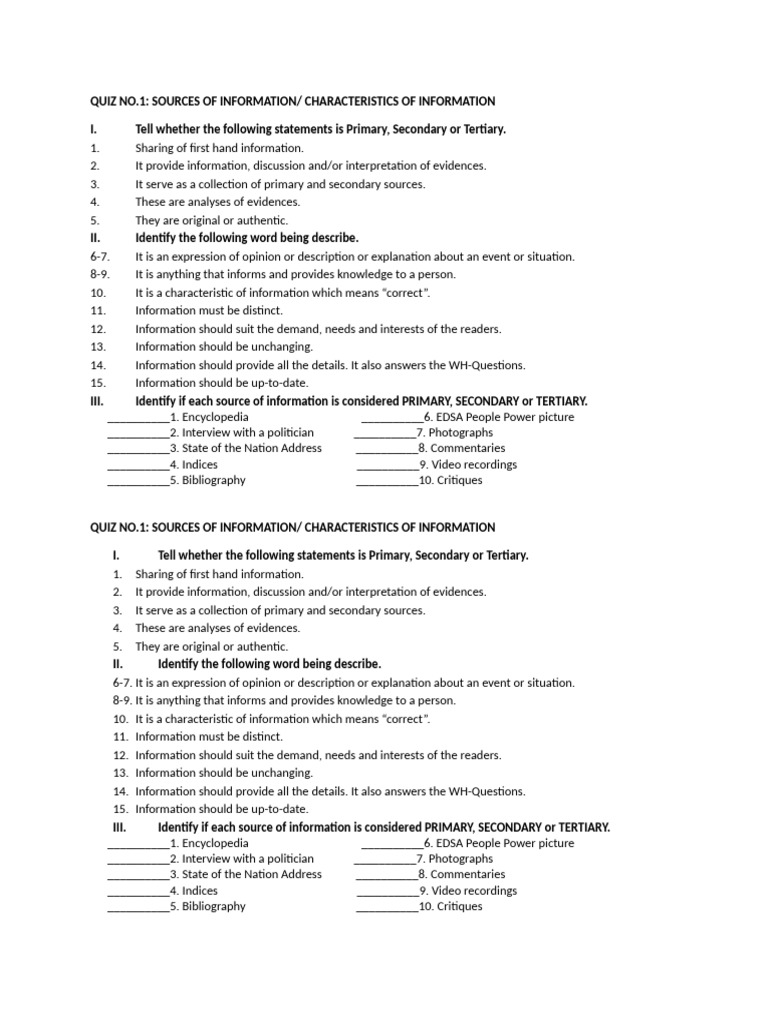 Understanding Information Sources | PDF | Information | Question