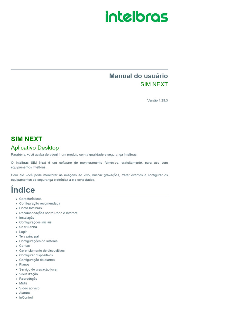 Manual do Intelbras SIM Next 1.25.3 | PDF | Rede de computadores ...