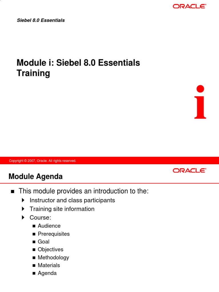 Siebel 8 0 Essentials Training Oracle Database Databases
