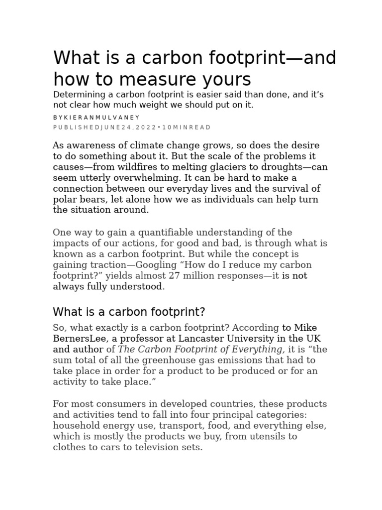 Understanding and Measuring Carbon Footprints | PDF | Carbon Footprint ...