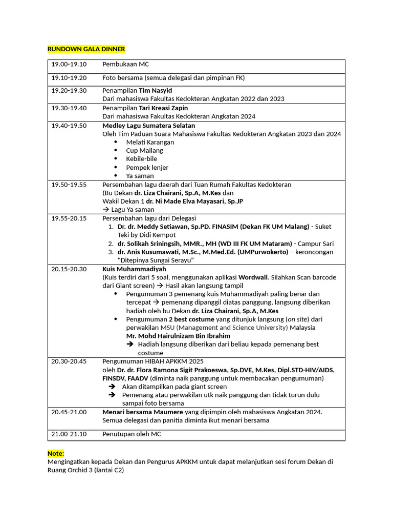 RUNDOWN GALA DINNER-1 | PDF